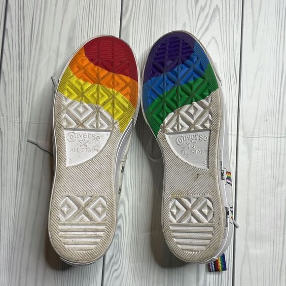 Converse Ctas Lift Ox Egret/University Red Platform Rainbow Pride - Picture 9 of 9
